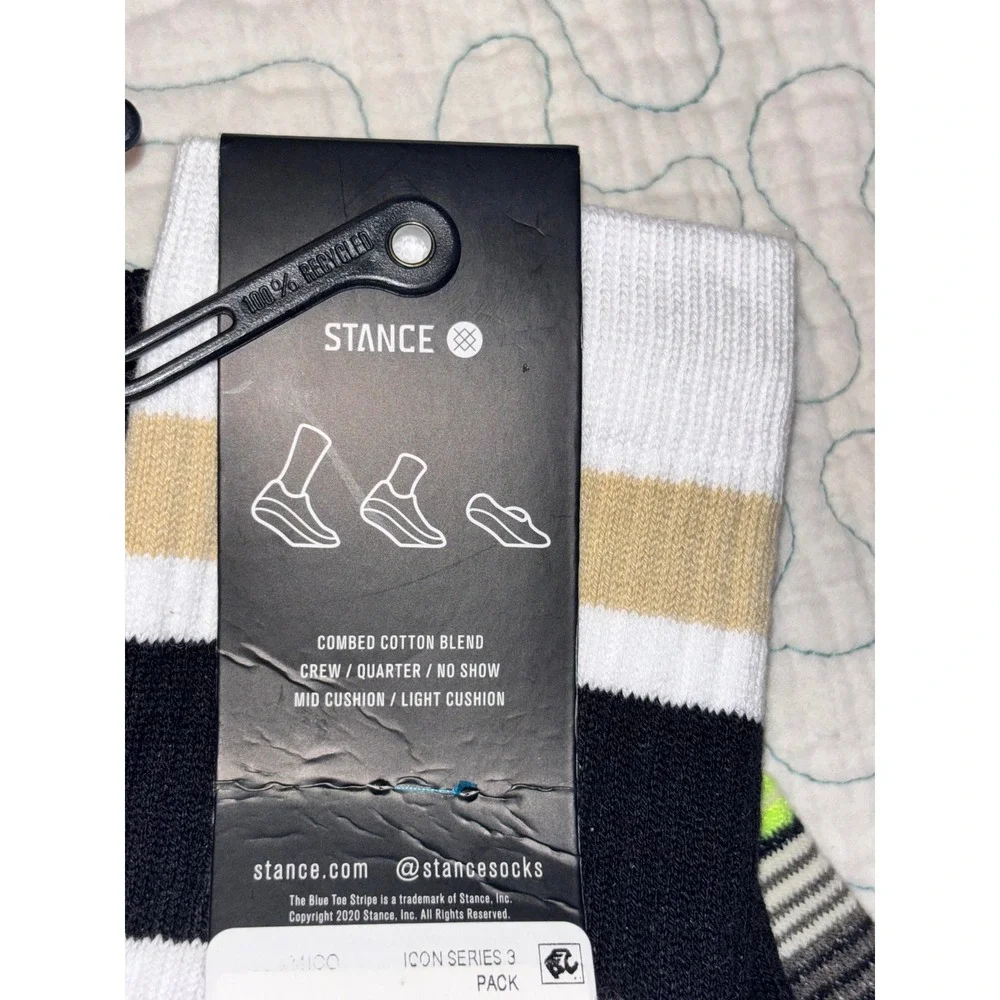 Stance Icon Series 3 Pack Mens Medium Crew No Show Quarter Socks